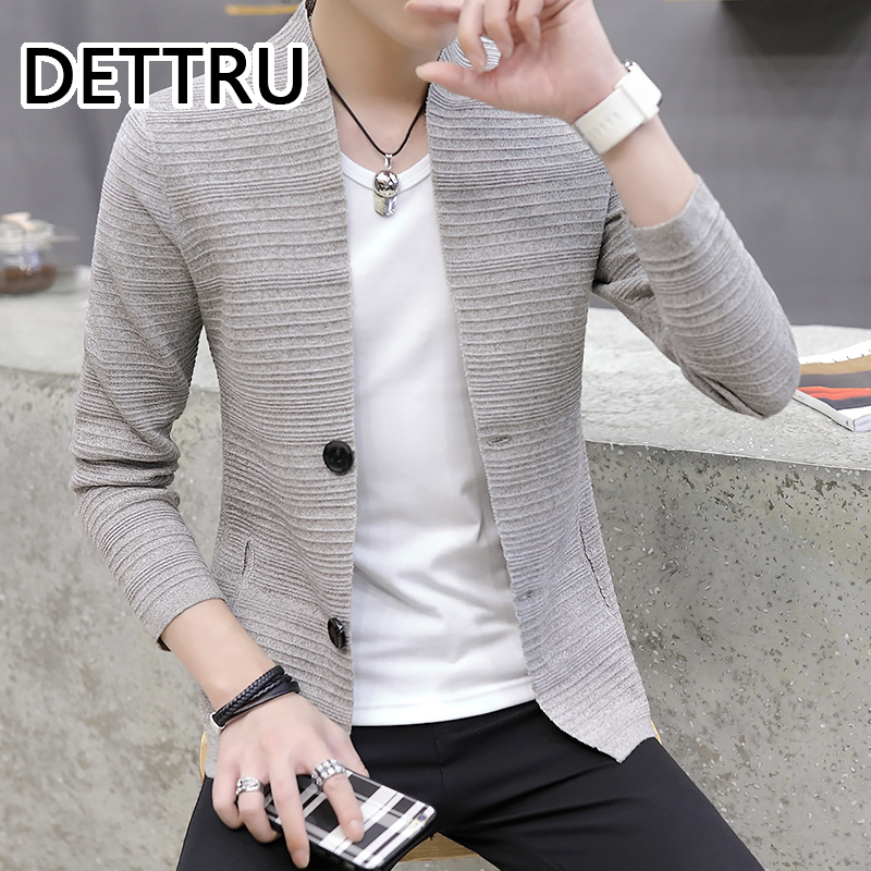 2021 Spring and Autumn Knitted Cardigan Men V-neck Wear Lightweight Fashion Handsome Casual Sweater Men Long Sleeves